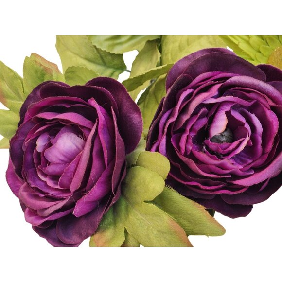 Artificial Floral Heads – Purple & Green Fabric Flowers for Wreaths, DIY Crafts, - Picture 4 of 13